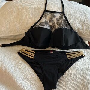 Black and Gold Bikini Set VICTORIA’s   SECRET, bottom is M and top is 34D